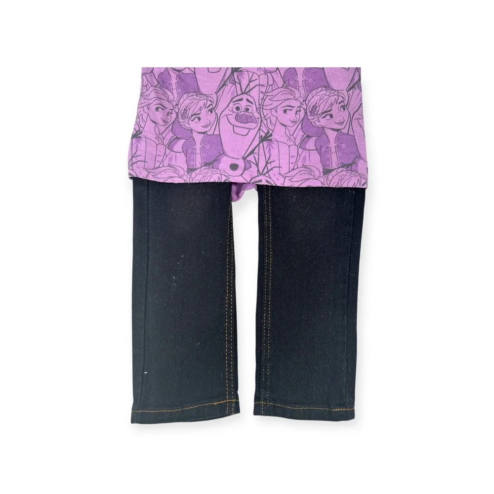 Disney Frozen II Outfit Chill Vibes Shirt & Jeans Set Purple Black Sz‎ 6